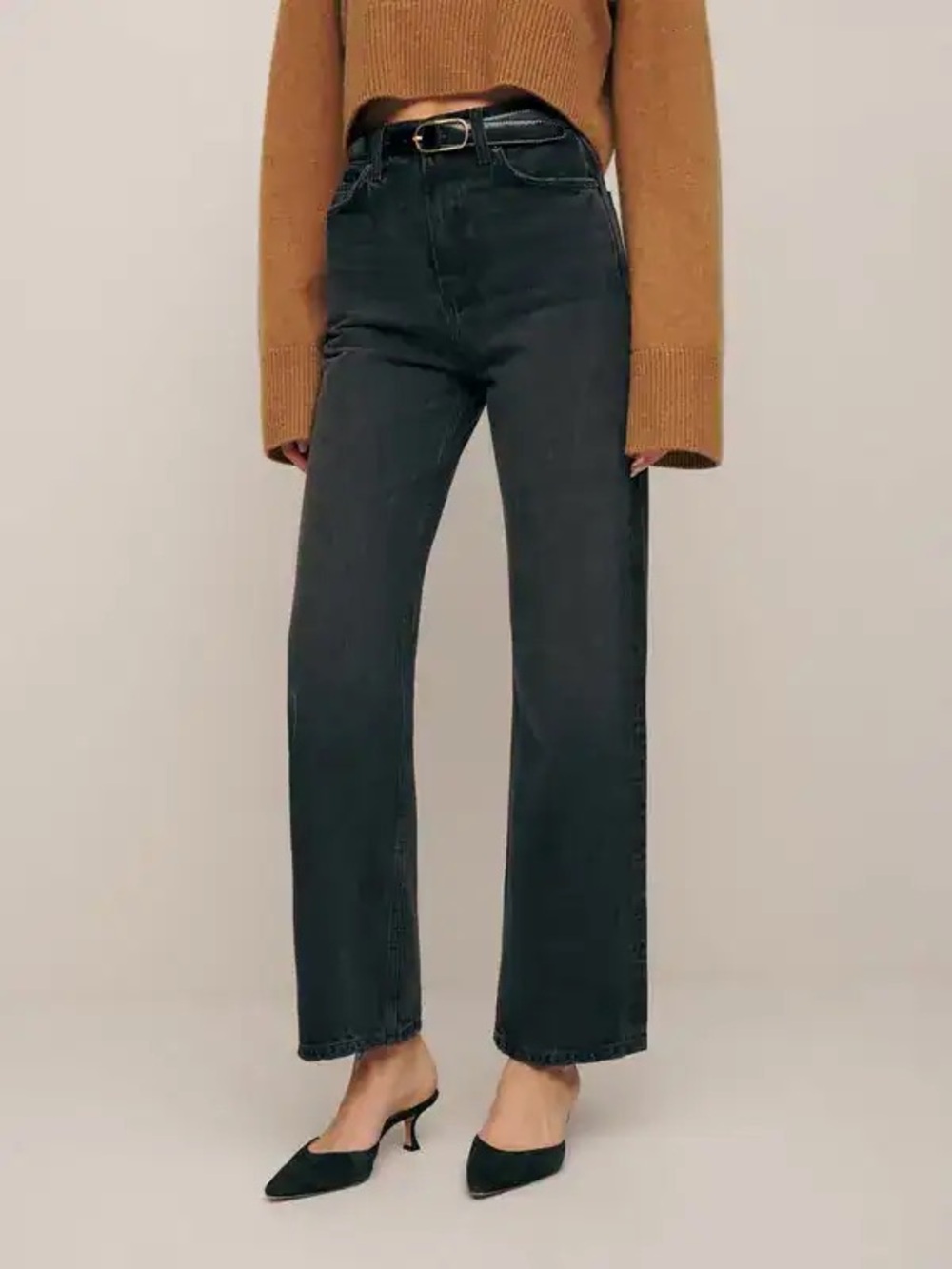 High-Rise Straight Leg Women's Jeans - Black